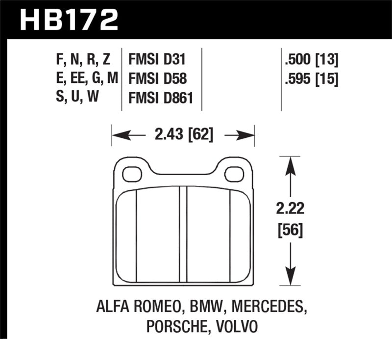 Hawk Performance Rear Brake Pad | Porsche Panamera S/GTS (2016–2017) (HB807N.587) main image 1