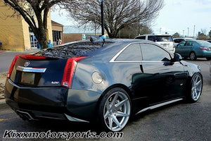 Black Cadillac CTS V Coupe with 20 inch Rohana RC7 Silver Concave Staggered Wheels rims. By Kixx Motorsports www.kixxmotorsports.com .