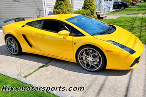 Lamborghini Gallardo with 20" Rohana RFX11 Forged Silver concave staggered wheels rims. By Kixx Motorsports www.kixxmotorsports.com 949-610-6491