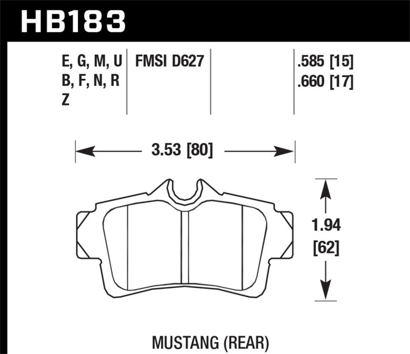 Hawk 01 Ford Mustang Bullit / 94-99 & 01 & 03-04 Mustang Cobra Blue 9012 Race Rear Brake Pads
