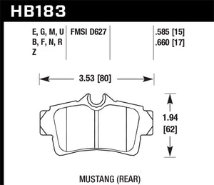 Hawk 01 Ford Mustang Bullit / 94-99 & 01 & 03-04 Mustang Cobra Blue 9012 Race Rear Brake Pads