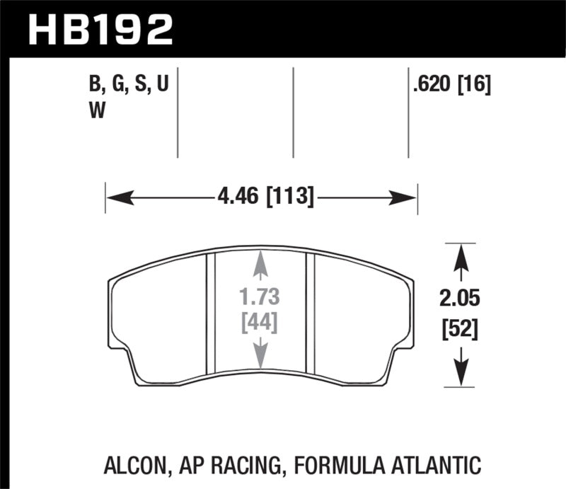 Hawk AP Racing CP4567 / CP5040-10/11/12/13S4 / CP5100 / CP5108 / CP6760 DTC-60 Race Brake Pads