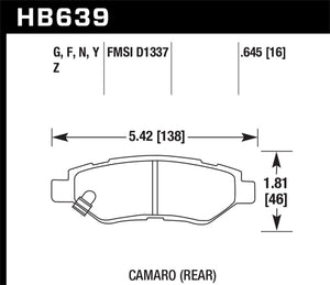 Hawk Camaro V6 Performance Ceramic Street Rear Brake Pads