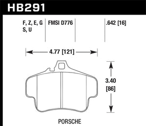 Hawk 98 Porsche 911 Targa Blue 9012 Race Front Brake Pads