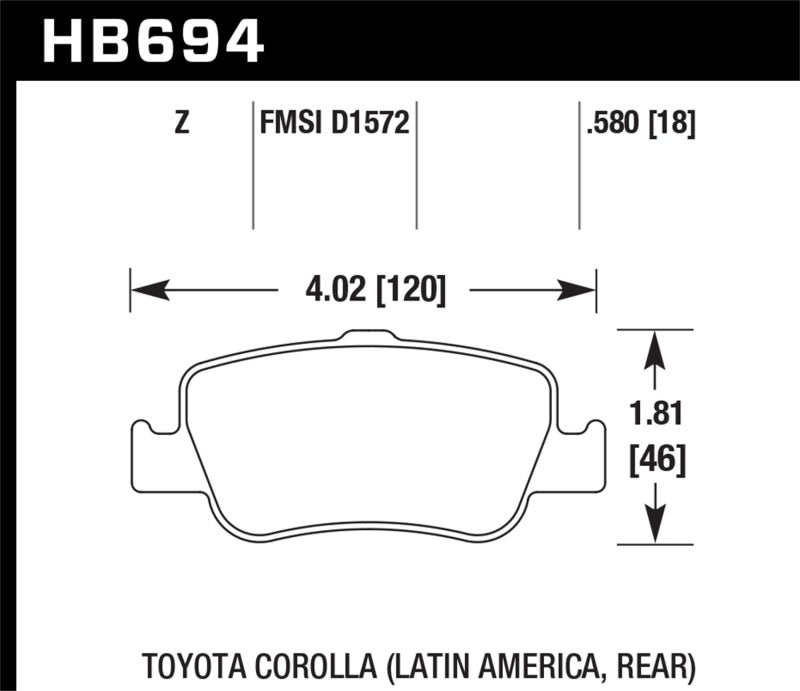 Hawk 09-10 Toyota Corolla XRS Performance Ceramic Rear Street Brake Pads