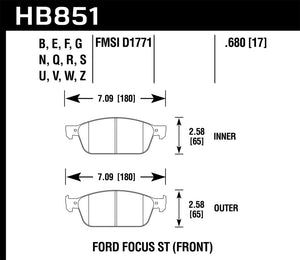 Hawk 15-16 Ford Focus ST DTC-50 Front Brake Pads