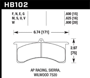 Hawk AP Racing 6/Wilwood DTC-30 Race Brake Pads