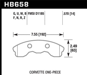 Hawk 06-13 Chevrolet Corvette Z06 DTC-30 Race Front Brake Pads (One Piece)