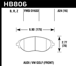 Hawk 16-17 Audi A6 Performance Ceramic Street Front Brake Pads
