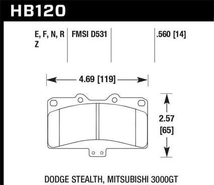 Hawk Mitsubishi 3000 GT VR4/ Dodge Stealth R/T 4WD Performance Ceramic Street Front Brake Pads