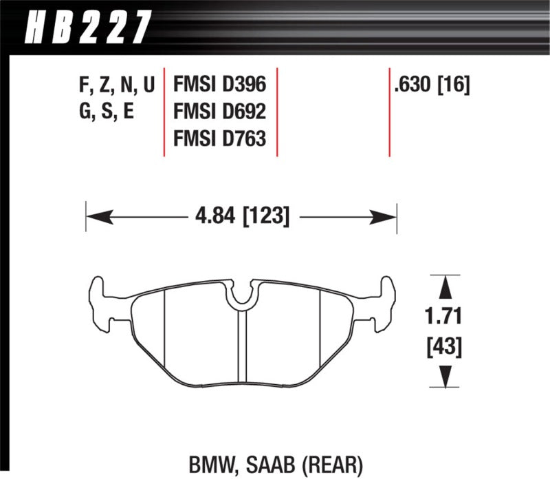 Hawk 95-99 BMW M3 E36 Performance Ceramic Street Rear Brake Pads