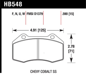 Hawk 07-10 Chevy Cobalt w/Brembo Front Calipers DTC-30 Front Race Pads
