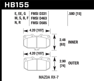 Hawk 86-95 Mazda RX-7 (Exc 1992) Black Race Front Brake Pads
