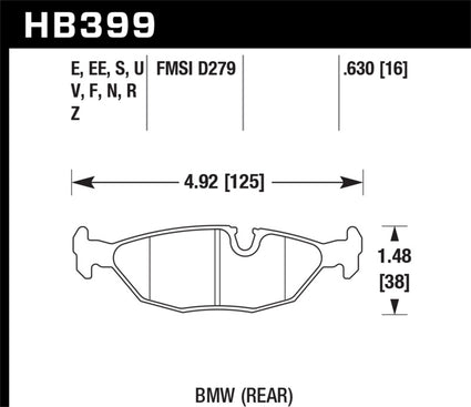Hawk 91 BMW 318i E30 All DTC-70 Rear Brake Pads
