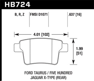 Hawk 05-07 Ford Five Hundred / 08-09 Ford Taurus Performance Ceramic Street Rear Brake Pads