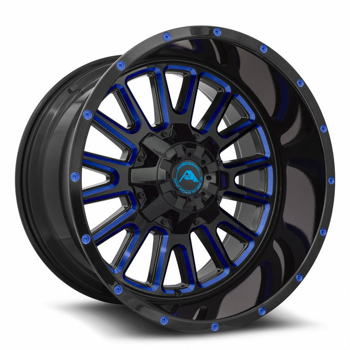 American Off-Road A105 Black Milled Spoke Blue Tint