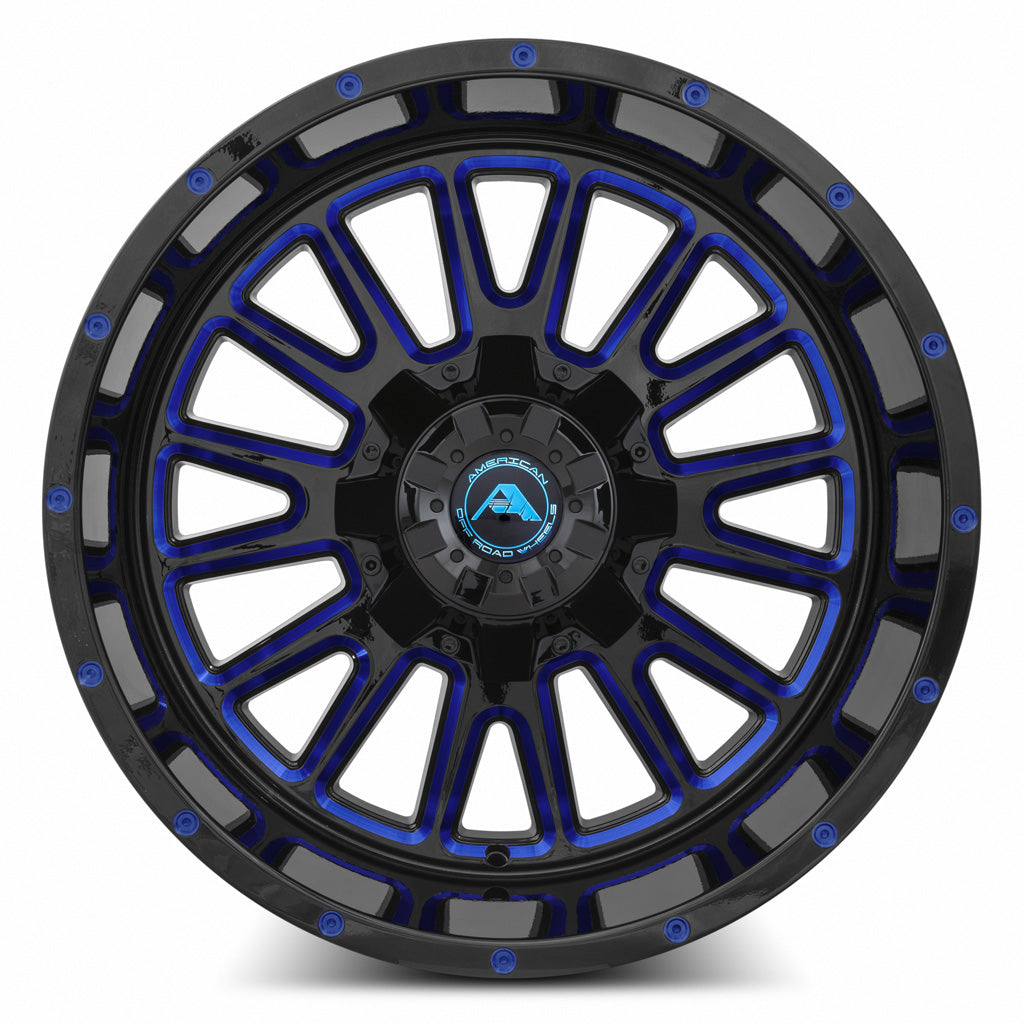 American Off-Road A105 Black Milled Spoke Blue Tint