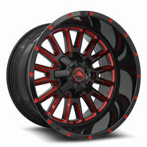 American Off-Road A106 Black Milled Spoke Red Tint