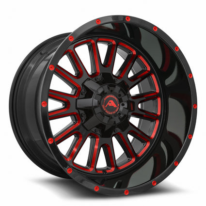 American Off-Road A105 Black Milled Spoke Red Tint