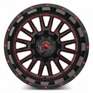 American Off-Road A105 Black Milled Spoke Red Tint