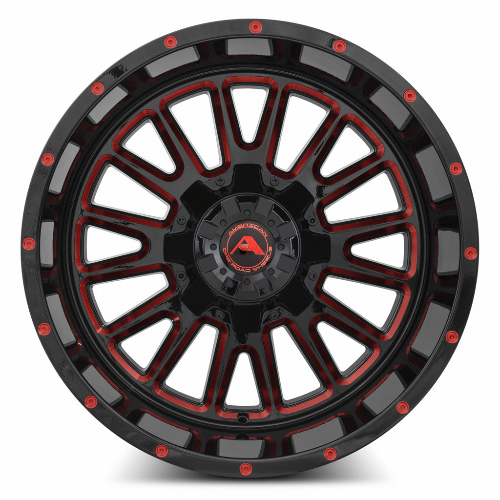 American Off-Road A106 Black Milled Spoke Red Tint