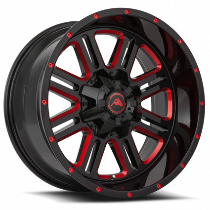 American Off-Road A106 Black Milled Spoke Red Tint