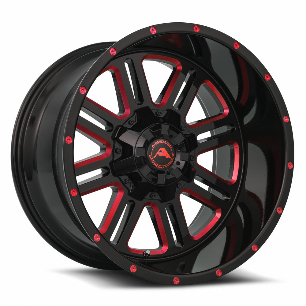 American Off-Road A106 Black Milled Spoke Red Tint