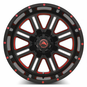 American Off-Road A106 Black Milled Spoke Red Tint