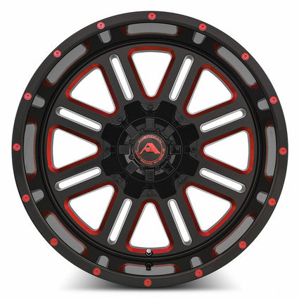 American Off-Road A106 Black Milled Spoke Red Tint
