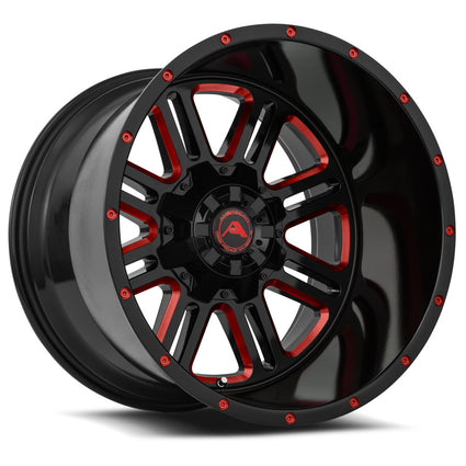 American Off-Road A106 Black Milled Spoke Red Tint