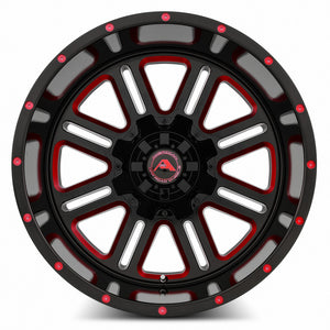 American Off-Road A106 Black Milled Spoke Red Tint