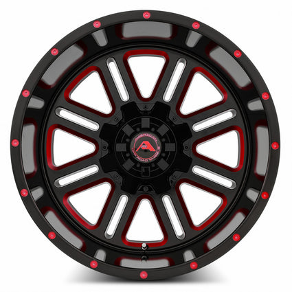 American Off-Road A106 Black Milled Spoke Red Tint
