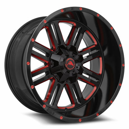 American Off-Road A106 Black Milled Spoke Red Tint