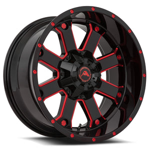 American Off-Road A108 Black Milled Spoke Red Tint