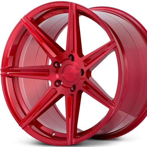 Ferrada F8-FR7 Brushed Rouge concave staggered wheels custom red rims. By Kixx Motorsports https://www.kixxmotorsports.com/products/20-full-staggered-set-ferrada-f8-fr7-20x10-5-20x11-5-brushed-rouge-wheels