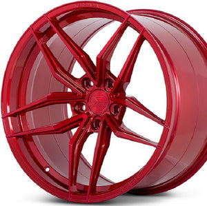 20 inch Ferrada F8-FR5 Red Brushed Rouge concave staggered wheels rims. By authorized dealer Kixx Motorsports https://www.kixxmotorsports.com