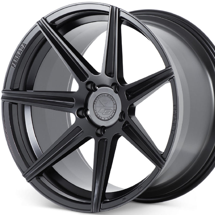 20x9 20x11.5 Ferrada F8-FR7 Black concave staggered wheels custom rims for Chevrolet Corvette C7 Z06, ZR1, Grand Sport, Nissan 350Z, 370Z. By Kixx Motorsports https://www.kixxmotorsports.com/products/20-full-staggered-set-ferrada-f8-fr7-20x9-20x11-5-matte-black-wheels