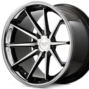22x9 Ferrada FR4 Machine Black concave wheels rims by Authorized Ferrada Wheel Dealer Kixx Motorsports https://www.kixxmotorsports.com/products/22x9-ferrada-fr4-machine-black-w-chrome-lip-wheel