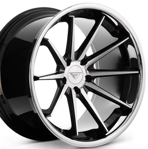 22" Ferrada FR4 Machine Black concave wheels rims by Authorized Ferrada Wheel Dealer Kixx Motorsports https://www.kixxmotorsports.com/products/22x9-ferrada-fr4-machine-black-w-chrome-lip-wheel