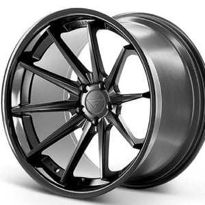 20" Ferrada FR4 Black concave wheels rims by KIXX Motorsports https://www.kixxmotorsports.com/products/22-full-staggered-set-ferrada-fr4-22x9-5-22x11-matte-black-w-gloss-black-lip-wheels