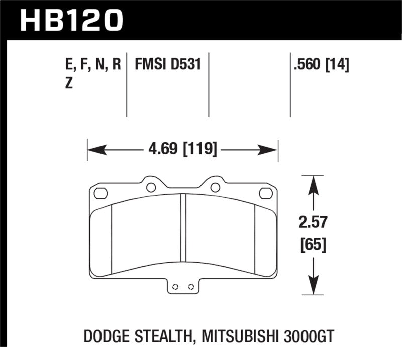 Hawk Mitsubishi 3000 GT VR4/ Dodge Stealth R/T 4WD Performance Ceramic Street Front Brake Pads