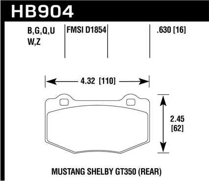 Hawk 15-17 Ford Mustang DTC-70 Compound Rear Brake Pads