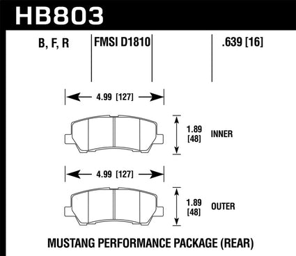 Hawk 15-20 Ford Mustang GT 5.0L / 16-17 Mustang Brembo Package DTC-30 Race Rear Brake Pads