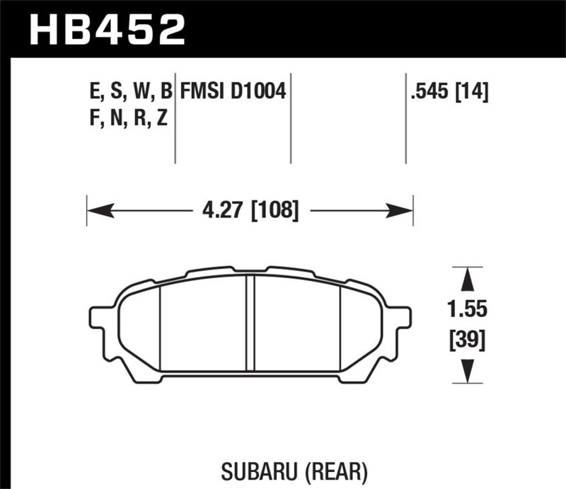 Hawk 05-06 Saab 9-2X / 06-07 Subaru Impreza 2.5i / 04-05 Impreza WRX Blue 9012 Race Rear Brake Pads