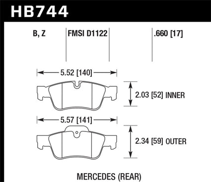 Hawk 14-15 Mercedes G Class Performance Ceramic Street Rear Brake Pads