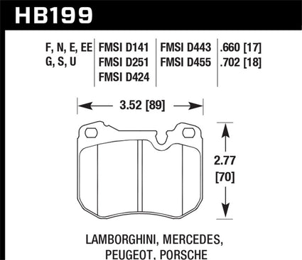 Hawk 86-89 Mercedes 560SL / 77-88 Porsche 924 / 78-81 928 / 83-89 944 DTC-70 Front Race Brake Pads