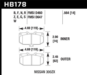 Hawk 89-96 Nissan 300ZX / 89-93 Skyline / 06-07 Subaru Impreza WRX DTC-30 Race Front Brake Pads