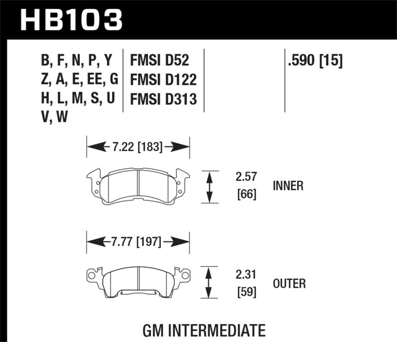 Hawk 96-81 Chevy Camaro DTC-60 Race Front Brake Pads
