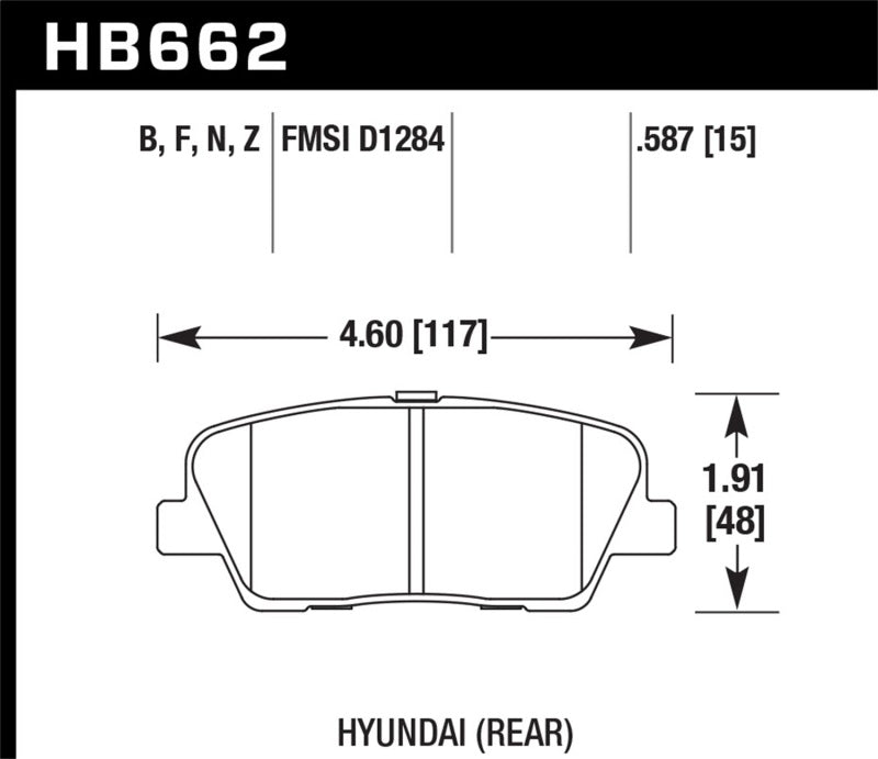 Hawk 10 Hyundai Genesis Coupe (w/o Brembo Breaks) Performance Ceramic Street 15mm Rear Brake Pads