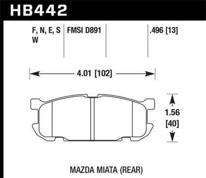 Hawk 01-03 Mazda Miata Base/LS/SE Sport Suspension DTC-60 Rear Race Brake Pads